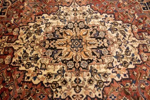 Antique Brick Red Floral 10'6X12'7 Bakhtiari Persian Rug
