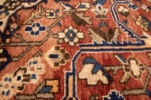 Antique Brick Red Floral 10'6X12'7 Bakhtiari Persian Rug