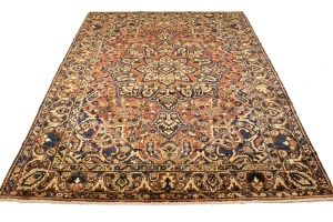 Semi Antique Rusty Red Floral 9'5X12'4 Bakhtiari Persian Rug