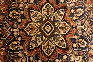 Semi Antique Rusty Red Floral 9'5X12'4 Bakhtiari Persian Rug