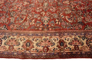 Semi Antique Scarlet Red Floral 10X13'5 Mahal Persian Rug