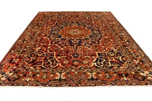 Antique Rusty Red Tribal 9X13 Bakhtiari Persian Rug