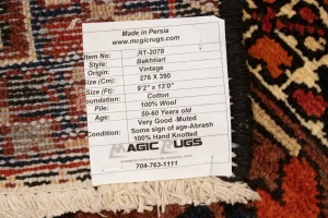 Antique Rusty Red Tribal 9X13 Bakhtiari Persian Rug