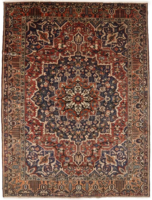 Semi Antique Rusty Red Floral 10X13 Bakhtiari Persian Rug