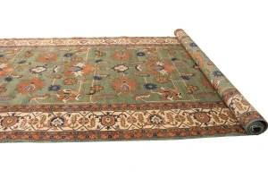 Green Floral 10X27 Heriz Sultanabad Persian Rug