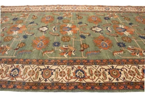 Green Floral 10X27 Heriz Sultanabad Persian Rug