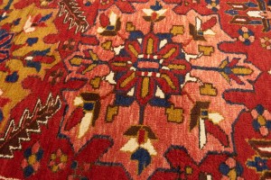 Vintage Red Geometric 4X14 Karajeh Persian Runner Rug
