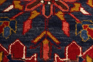 Vintage Red Geometric 4X14 Karajeh Persian Runner Rug
