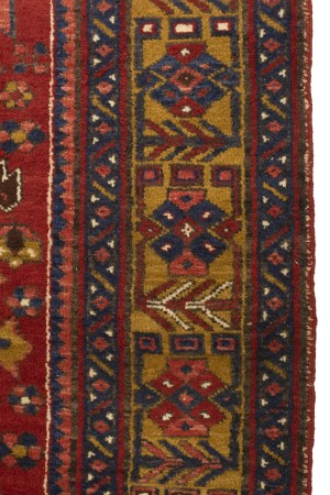 Vintage Red Geometric 4X14 Karajeh Persian Runner Rug