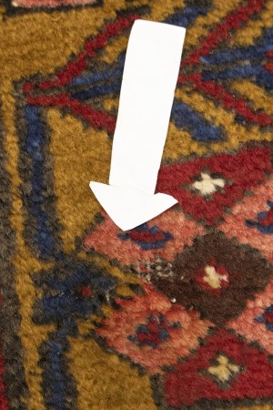 Vintage Red Geometric 4X14 Karajeh Persian Runner Rug