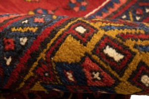 Vintage Red Geometric 4X14 Karajeh Persian Runner Rug