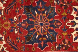 Vintage Red Geometric 4X14 Karajeh Persian Runner Rug