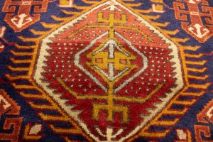 Vintage Dark Purple-navy Tribal 3'6X10'7 Karajeh Persian Runner Rug