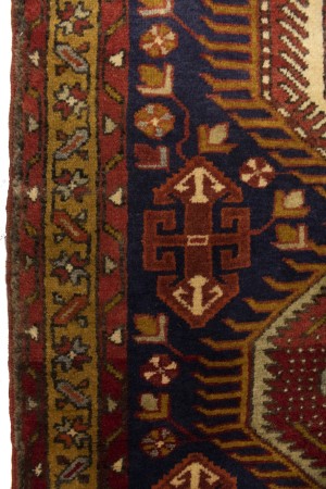 Vintage Dark Purple-navy Tribal 3'6X10'7 Karajeh Persian Runner Rug