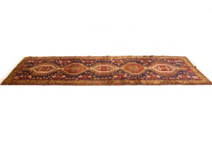 Vintage Dark Purple-navy Tribal 3'6X10'7 Karajeh Persian Runner Rug