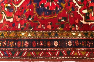 Vintage Red Floral 3'6X10 Heriz Goravan Persian Runner Rug