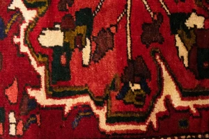 Vintage Red Floral 3'6X10 Heriz Goravan Persian Runner Rug