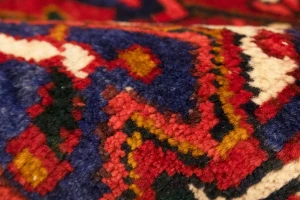 Vintage Red Floral 3'6X10 Heriz Goravan Persian Runner Rug