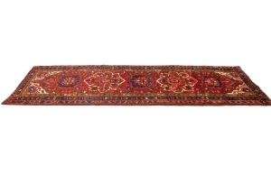 Vintage Red Floral 3'6X10 Heriz Goravan Persian Runner Rug