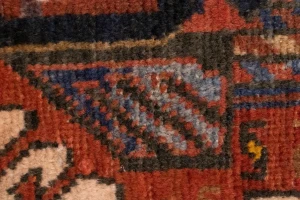 Semi Antique Cream Geometric 4X12 Karajeh Persian Runner Rug