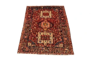 Semi Antique Red Tribal 5X6 Karajeh Persian Rug