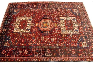 Semi Antique Red Tribal 5X6 Karajeh Persian Rug