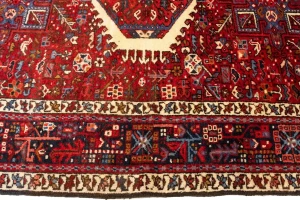 Vintage Red Geometric 5X6 Karajeh Persian Rug