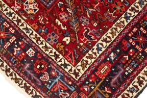 Vintage Red Geometric 5X6 Karajeh Persian Rug
