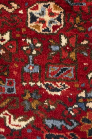 Vintage Red Geometric 5X6 Karajeh Persian Rug