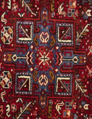 Vintage Red Geometric 5X6 Karajeh Persian Rug