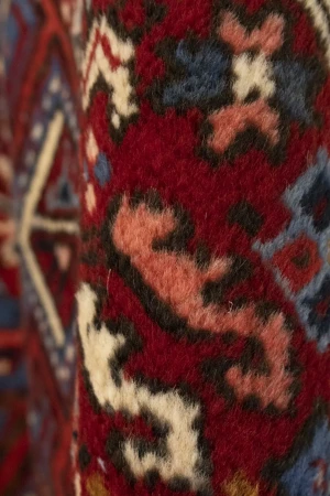 Vintage Red Geometric 5X6 Karajeh Persian Rug