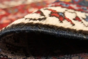 Vintage Red Geometric 5X6 Karajeh Persian Rug