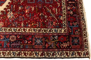 Vintage Red Geometric 5X6 Karajeh Persian Rug