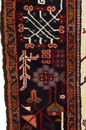 Vintage Cream Tribal 5X8 Karajeh Persian Rug