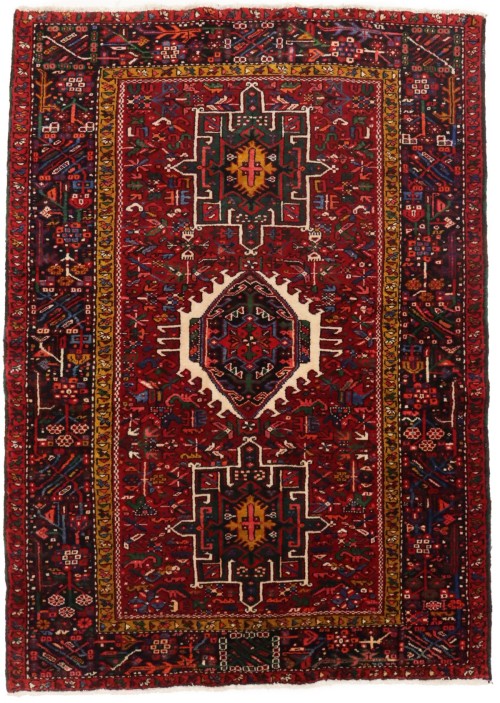 Vintage Red Geometric 4'7X6'6 Karajeh Persian Rug