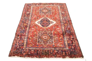 Semi Antique Red Tribal 4'6X6'3 Karajeh Persian Rug