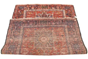 Semi Antique Red Tribal 4'6X6'3 Karajeh Persian Rug