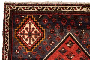 Vintage Orange-red Tribal 4X5 Shiraz Persian Rug