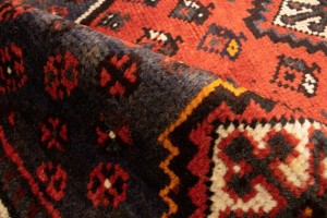 Vintage Orange-red Tribal 4X5 Shiraz Persian Rug