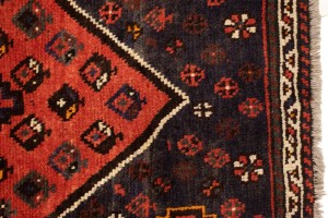 Vintage Orange-red Tribal 4X5 Shiraz Persian Rug