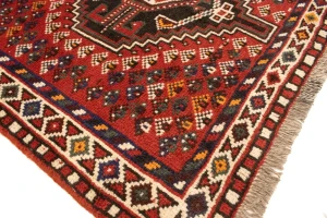 Vintage Rusty Red Geometric 3'6X4'9 Shiraz Persian Rug