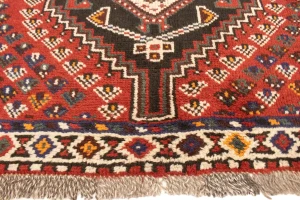 Vintage Rusty Red Geometric 3'6X4'9 Shiraz Persian Rug