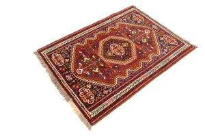 Red Tribal 3'5X5 Shiraz Persian Rug