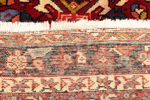 Vintage Red Geometric 4X11 Karajeh Persian Runner Rug