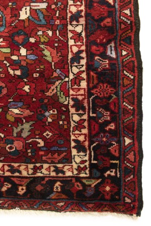 Vintage Red Geometric 4X11 Karajeh Persian Runner Rug