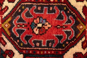 Vintage Red Geometric 4X11 Karajeh Persian Runner Rug