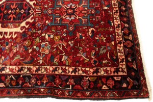Vintage Red Geometric 4X11 Karajeh Persian Runner Rug