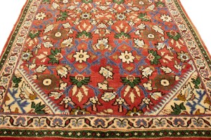Vintage Red Floral 4X9'5 Mahal Persian Runner Rug