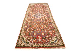 Vintage Red Floral 4X9'5 Mahal Persian Runner Rug