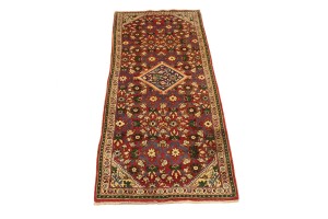 Vintage Red Floral 4X9'5 Mahal Persian Runner Rug